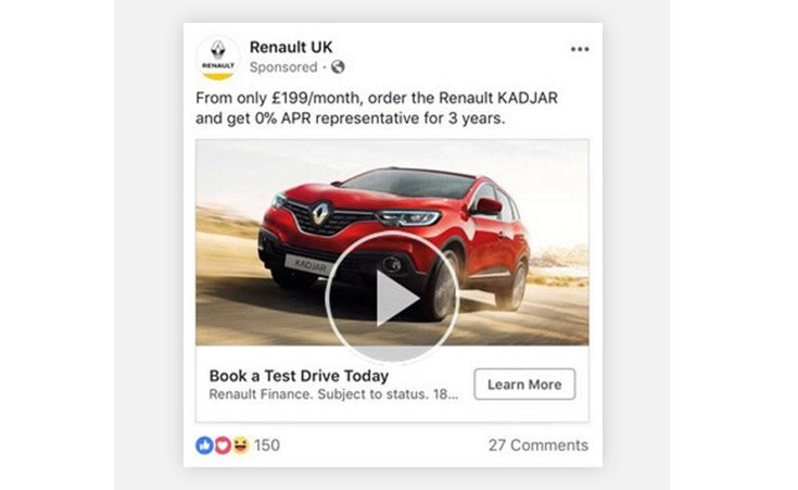 facebook examples renault ads